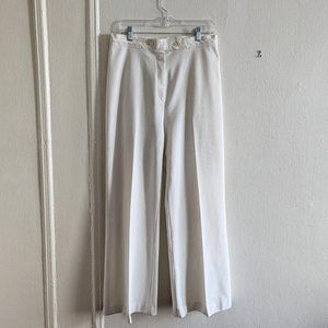 Vintage white straight leg dress pants with braided waist design